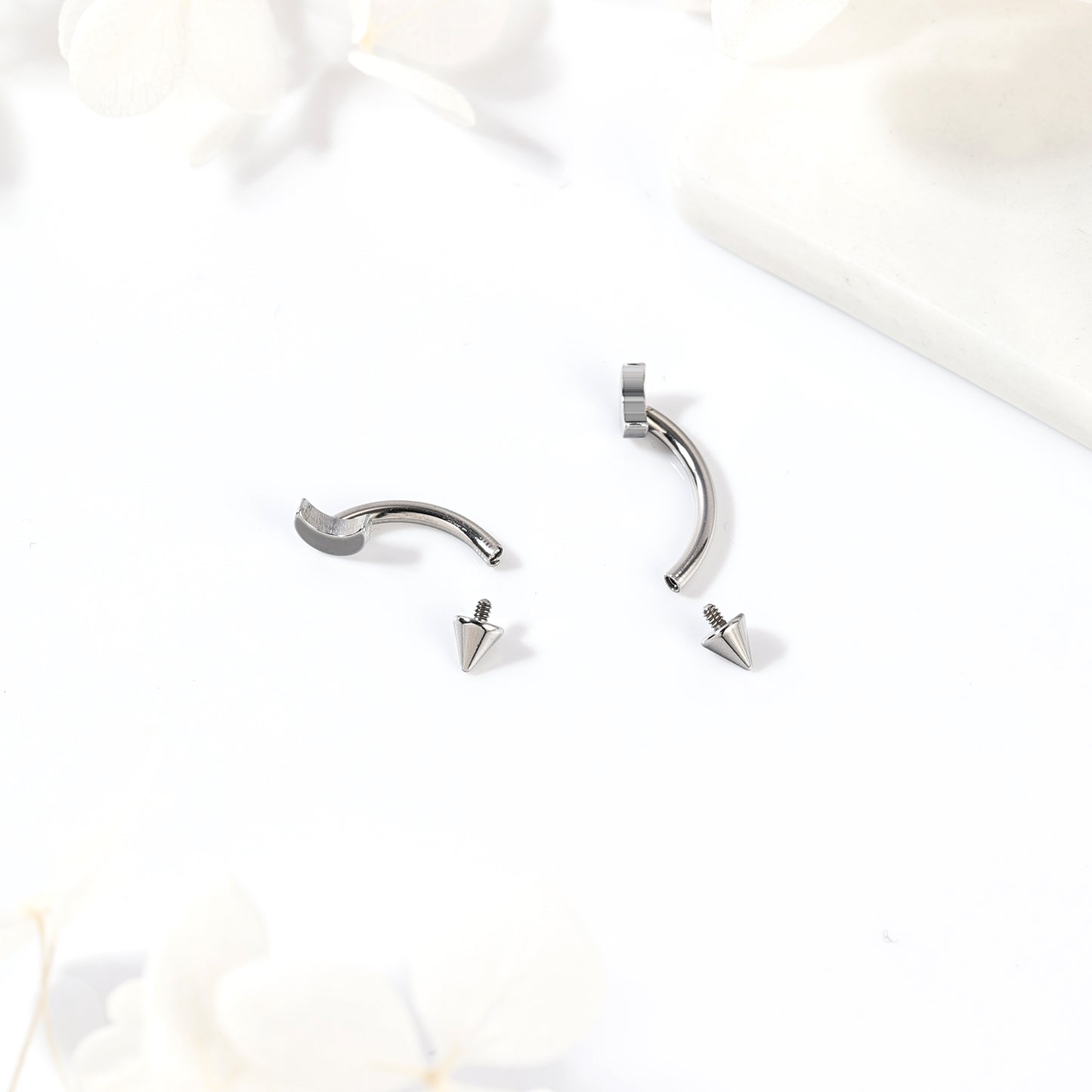16g Moon Eyebrow Ring Piercing Curved Ear Helix Rook Daith Piercing