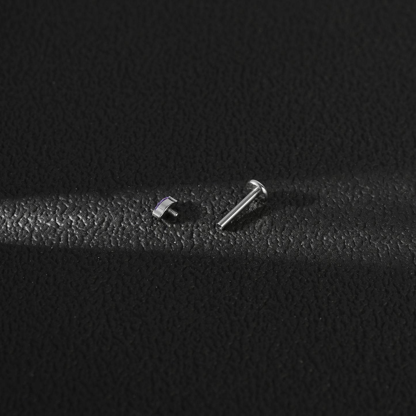 16g G23 Titanium Labret Ring Purple Zircon Stud Earring Threaded Conch Helix Lip Piercing