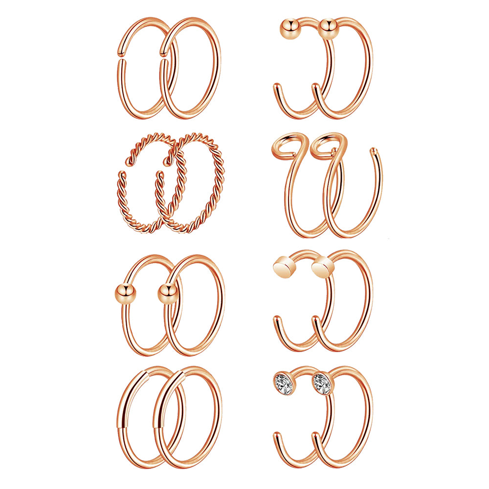 16Pcs/lot 20G Rose Gold Nose Septum Rings Stainless steel Helix Cartilage Piercing-Econonmic Set
