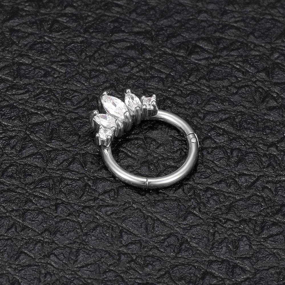 Flower Zirconia Septum Clicker 16g Nose Ring Helix Tragus Cartilage Piercing Jewelry Silver