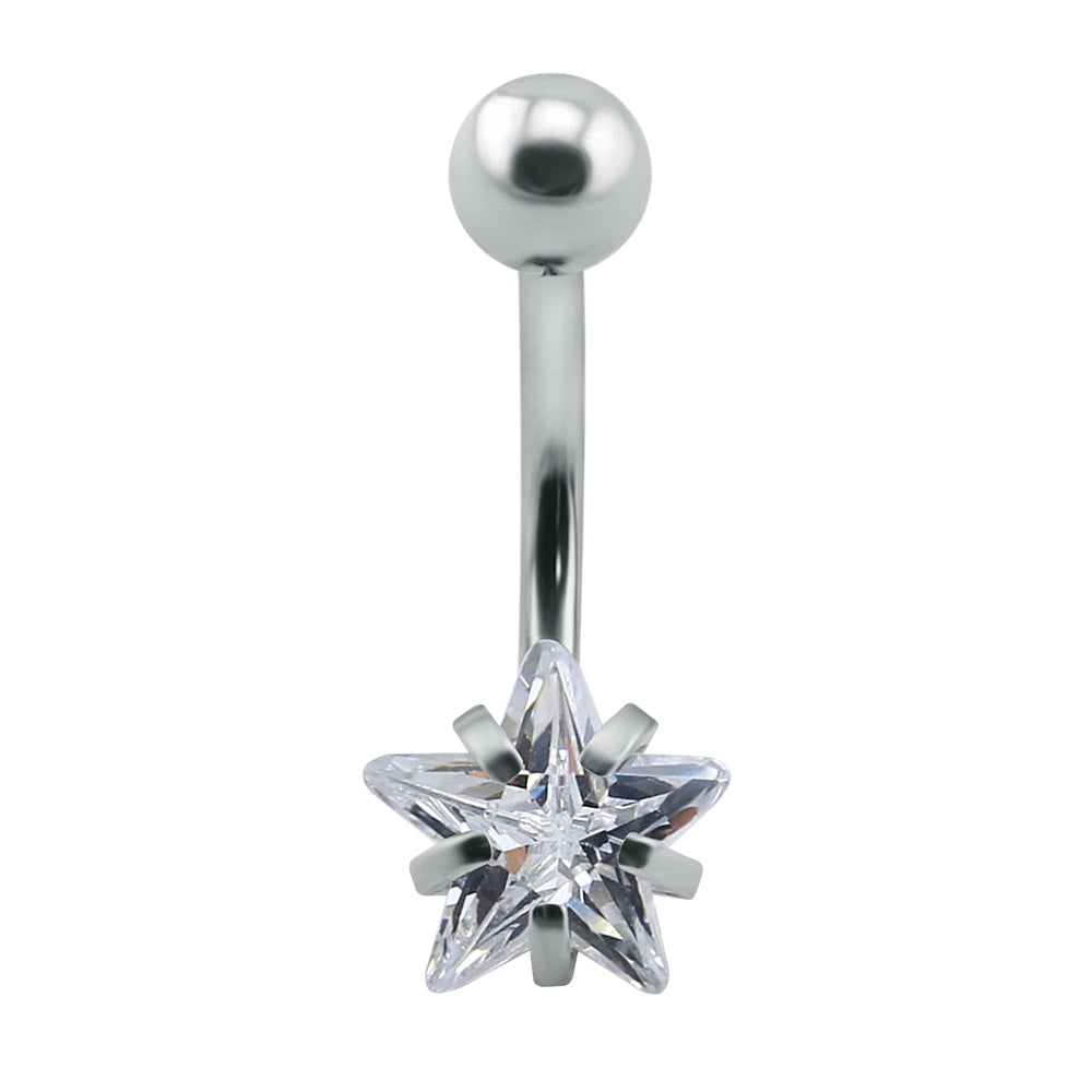 14G 316L Stainless Steel Crystal Belly Button Ring/ Silver/ -   Belly piercing  jewelry, Belly button piercing jewelry, Pretty ear piercings