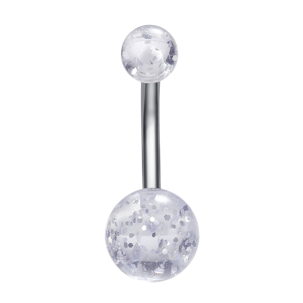 Colorful Diamond Ball Belly Button Ring Stainless Steel Navel Stud Body  Piercing