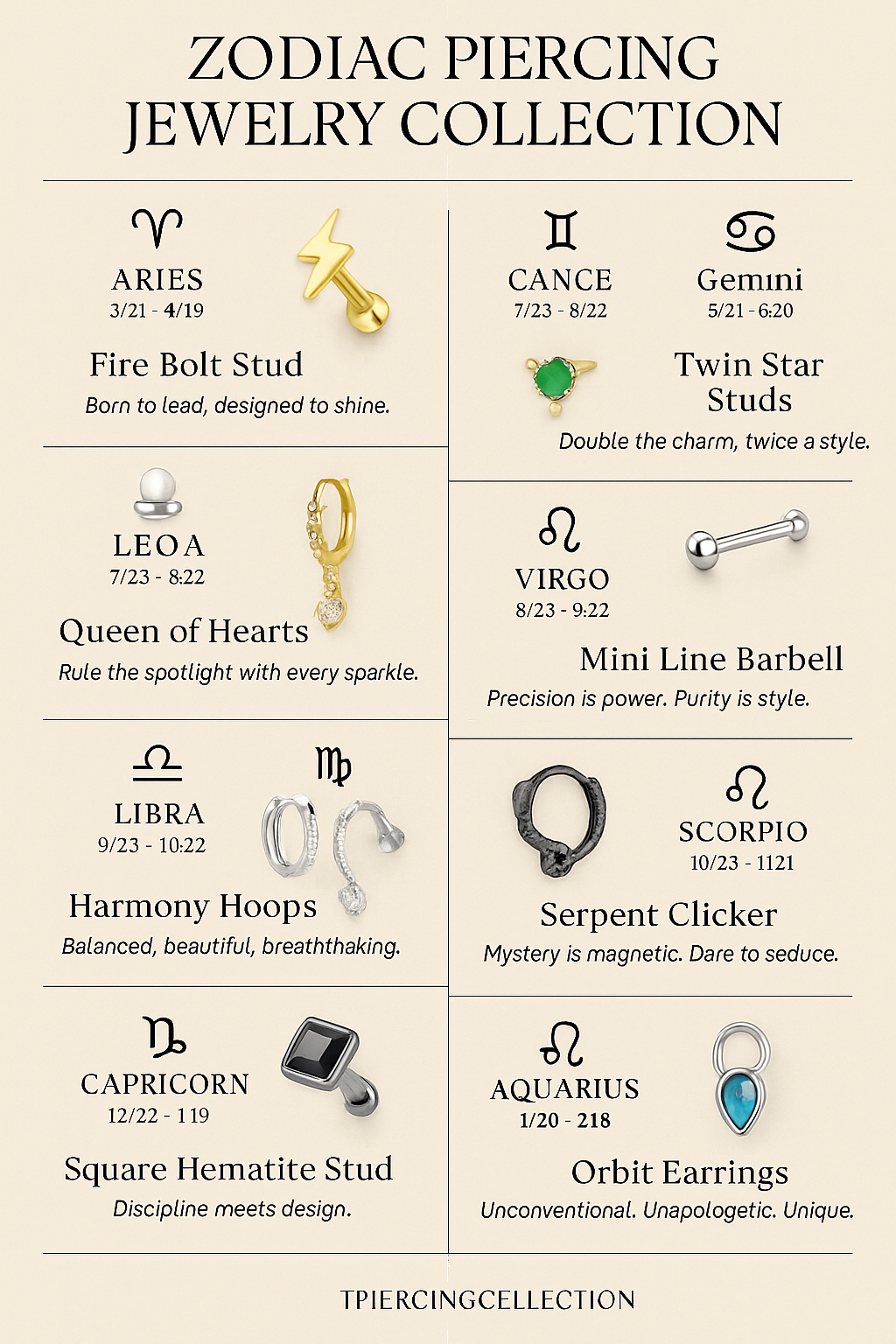 Zodiac & Piercings: Find the Jewelry That Matches Your Sign