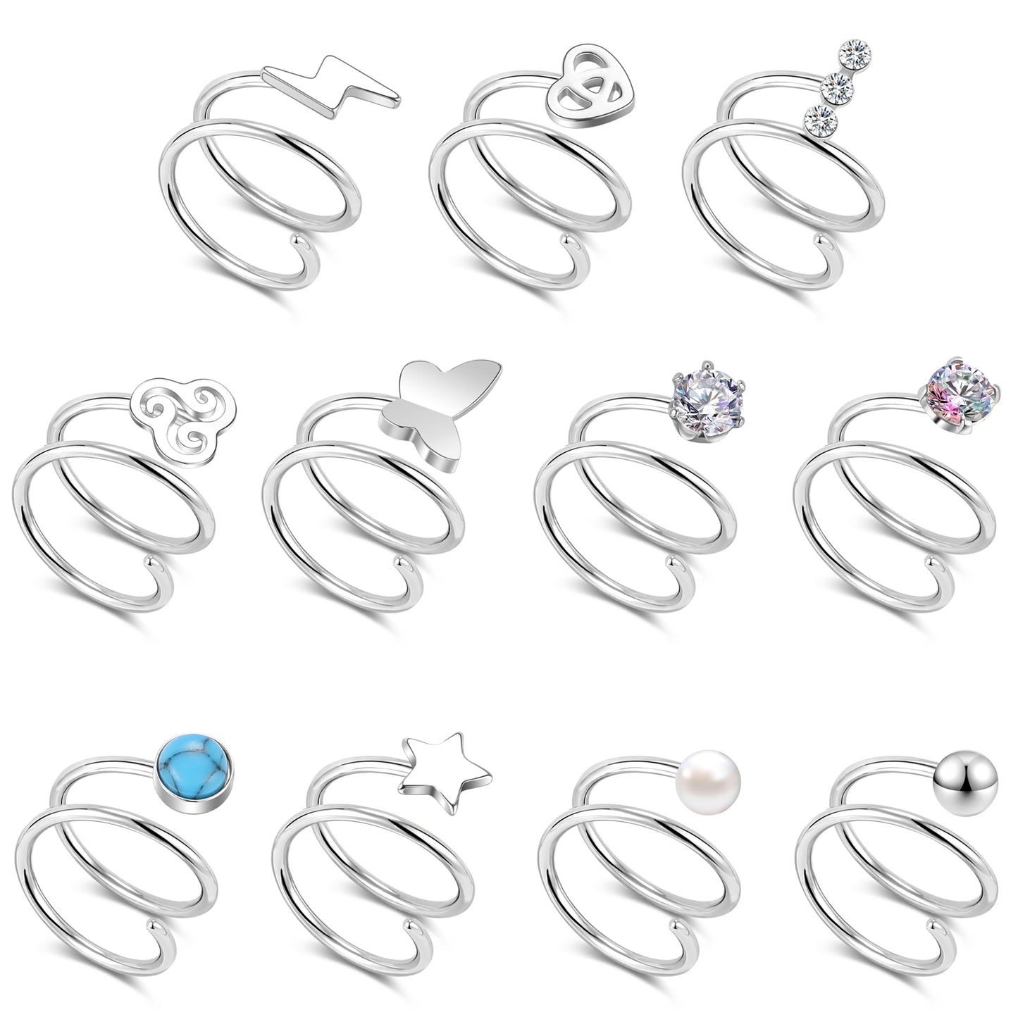 20G-Star-Nose-Rings-Double-Layered-Spiral-Nose-Piercing-Stainless-Steel-Nostril-Rings