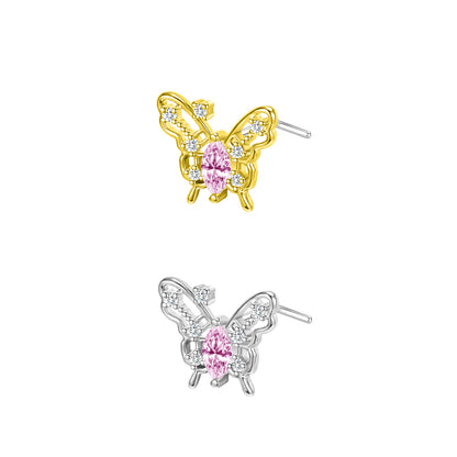 20G-White-Zircon-Nose-Studs-Piercing-L-Shape-Butterfly-Nose-Rings-Gold-Silver-Plated-Nostril-Piercing