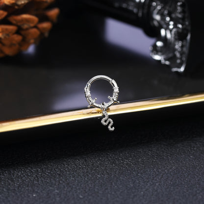 16g Snake Dangle Nose Ring Clear Zircon Septum Ring Piercing Jewelry