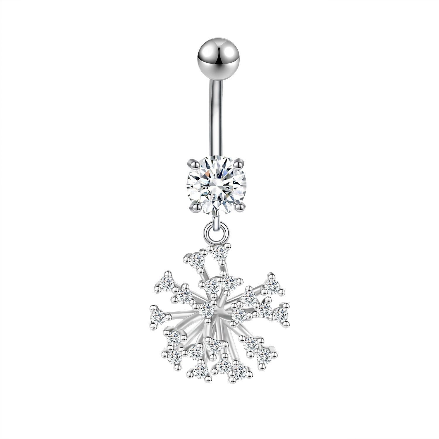 14G Snowflake Belly Navel Rings Clear Zircon Belly Button Rings