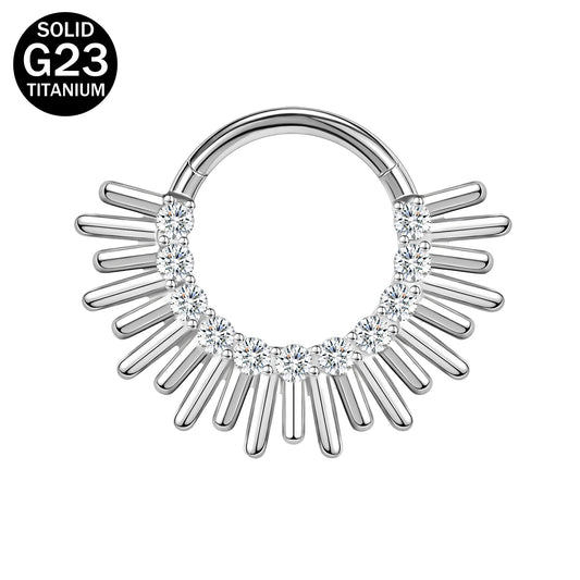 16g G23 TItanium Nose Ring Clear Zircon Septum Ring Piercing Jewelry