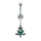 14G Christmas Tree Belly Navel Rings Bling Crystal Belly Button Rings