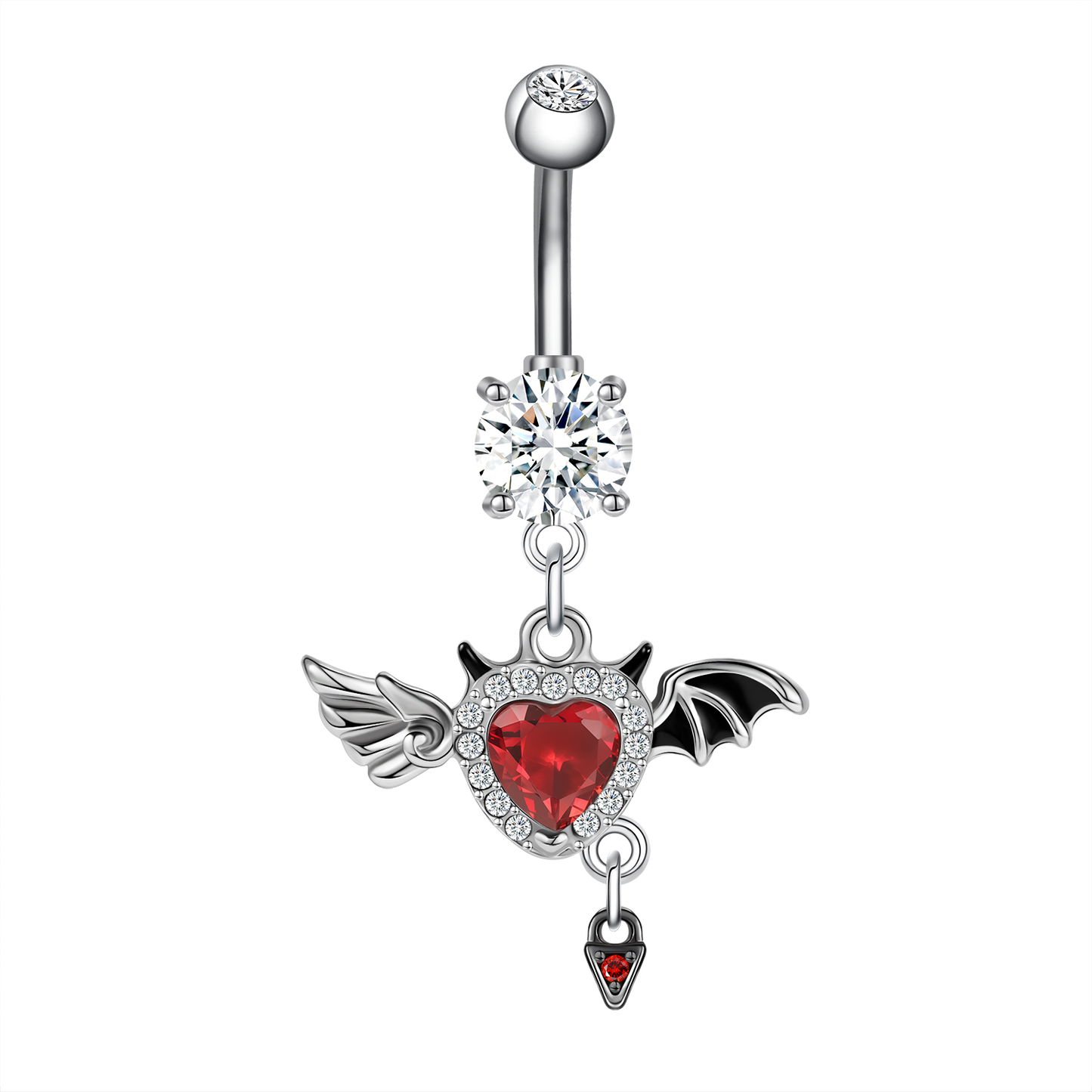 14G Devil Wings Belly Navel Rings Red Zircon Belly Button Rings