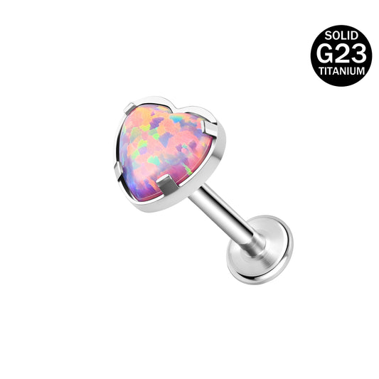 16g G23 Titanium Labret Ring Purple Opal Stud Earring Conch Helix Lip Piercing