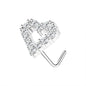 20G Heart Nose Studs Piercing L Shape Nose Rings Zirconia Nostril Piercing