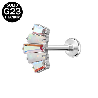 16g G23 Titanium Labret Ring Bling Zircon Stud Earring Threaded Conch Helix Lip Piercing