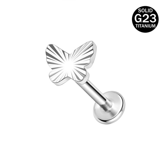 16g G23 Titanium Labret Ring Butterfly Stud Earring Threaded Conch Helix Lip Piercing