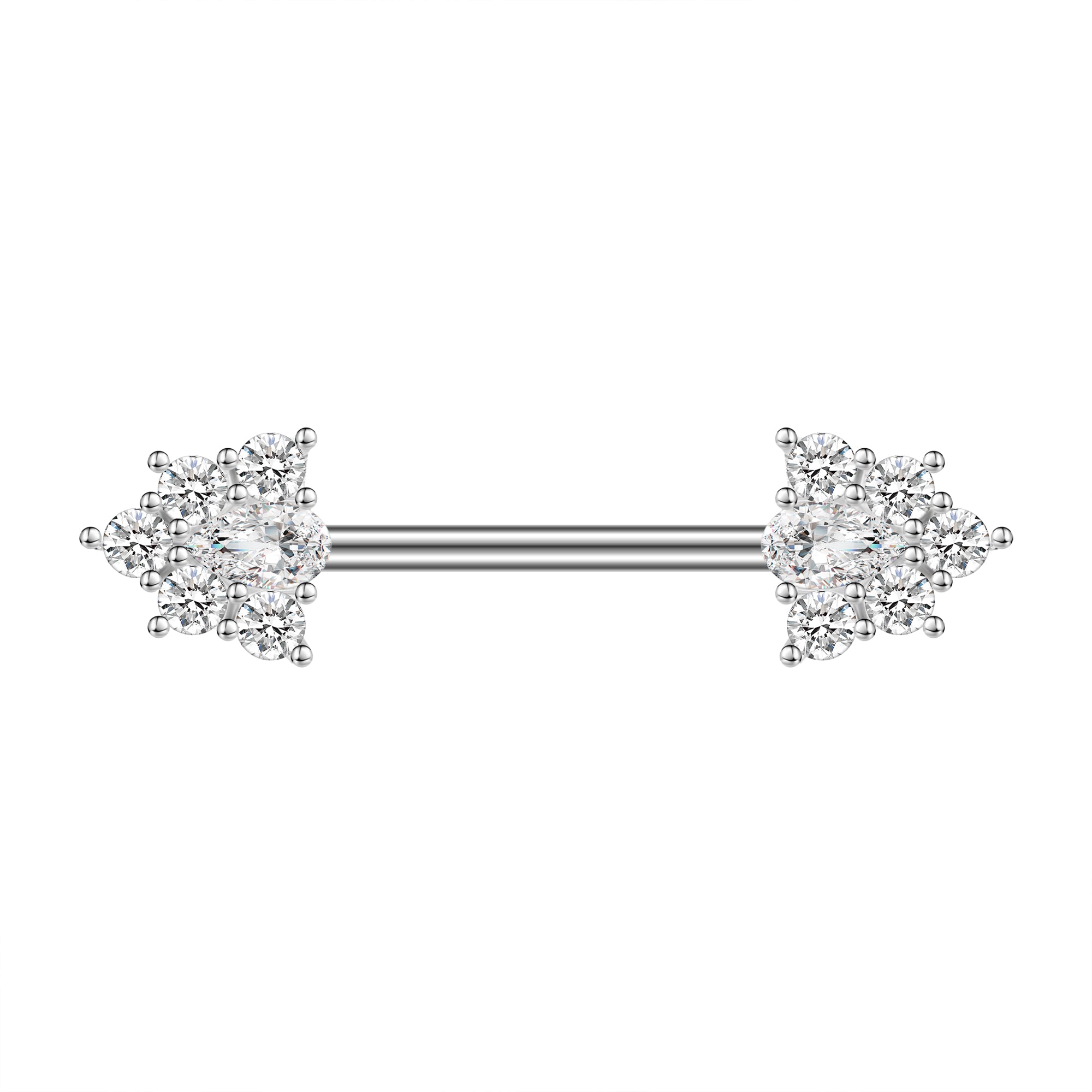 2Pcs 14G Spike Nipple Rings White Crystal Nipple Piercing Barbell Jewelry