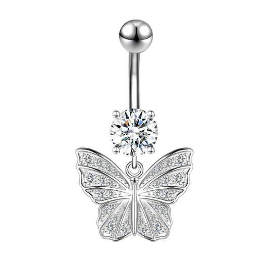 14G Butterfly Dangle Belly Navel Rings Zirconia Belly Button Rings