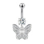 14G Butterfly Dangle Belly Navel Rings Zirconia Belly Button Rings