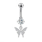 14G Butterfly Dangle Belly Navel Rings CZ Crystal Belly Button Rings