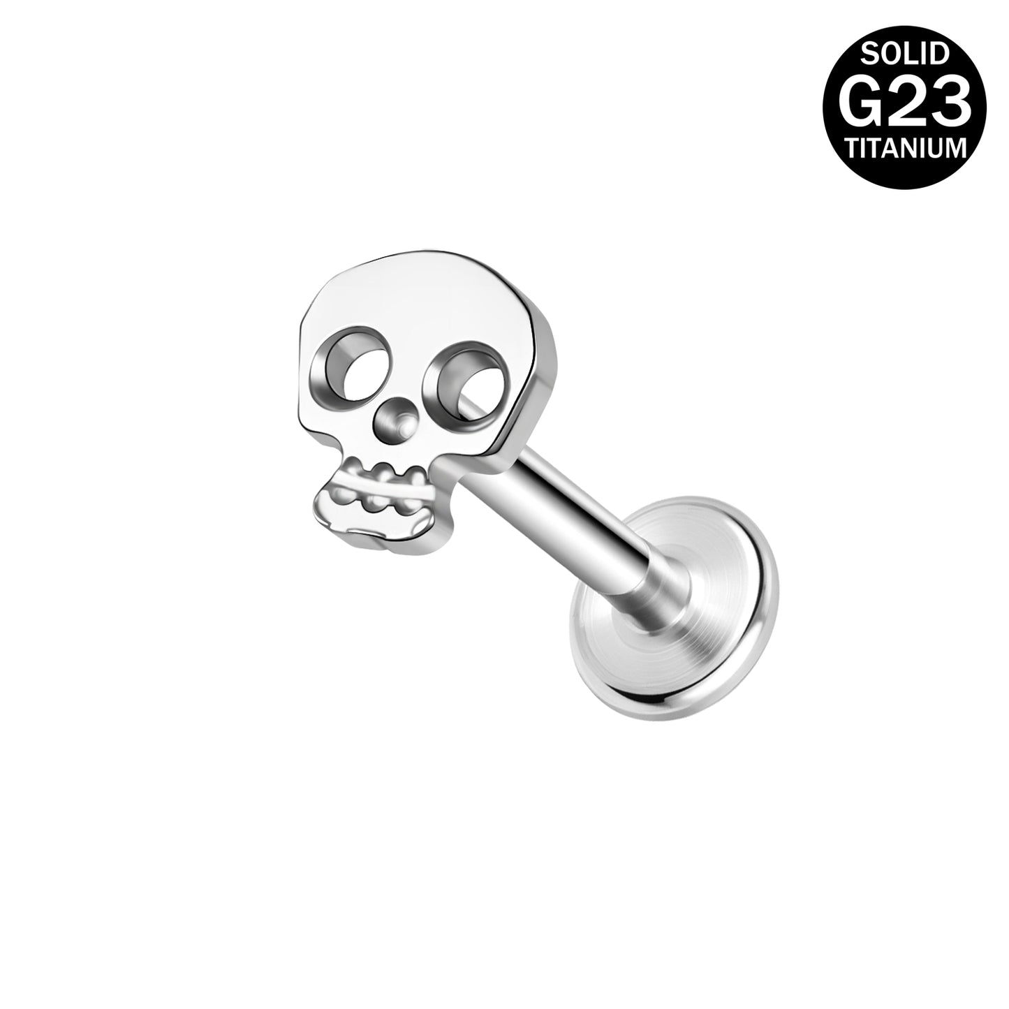 16g G23 Titanium Labret Ring Skull Stud Earring Threaded Conch Helix Lip Piercing