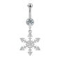 14G Snowflake Dangle Belly Navel Rings Clear Zircon Belly Button Rings