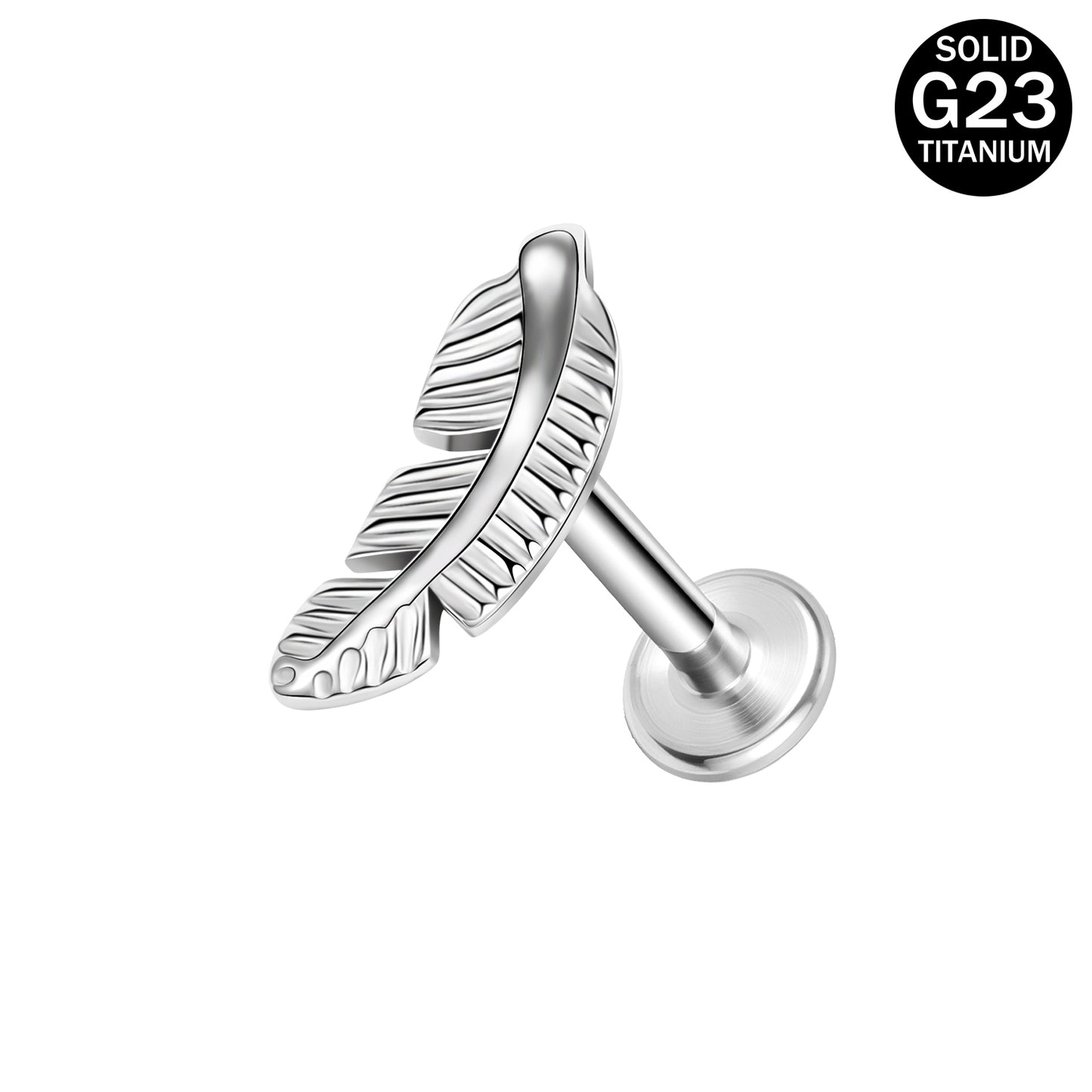 16g G23 Titanium Labret Ring Leaf Stud Earring Threaded Conch Helix Lip Piercing