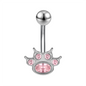 14G Cat's Paw Belly Navel Rings Pink Zircon Belly Button Rings