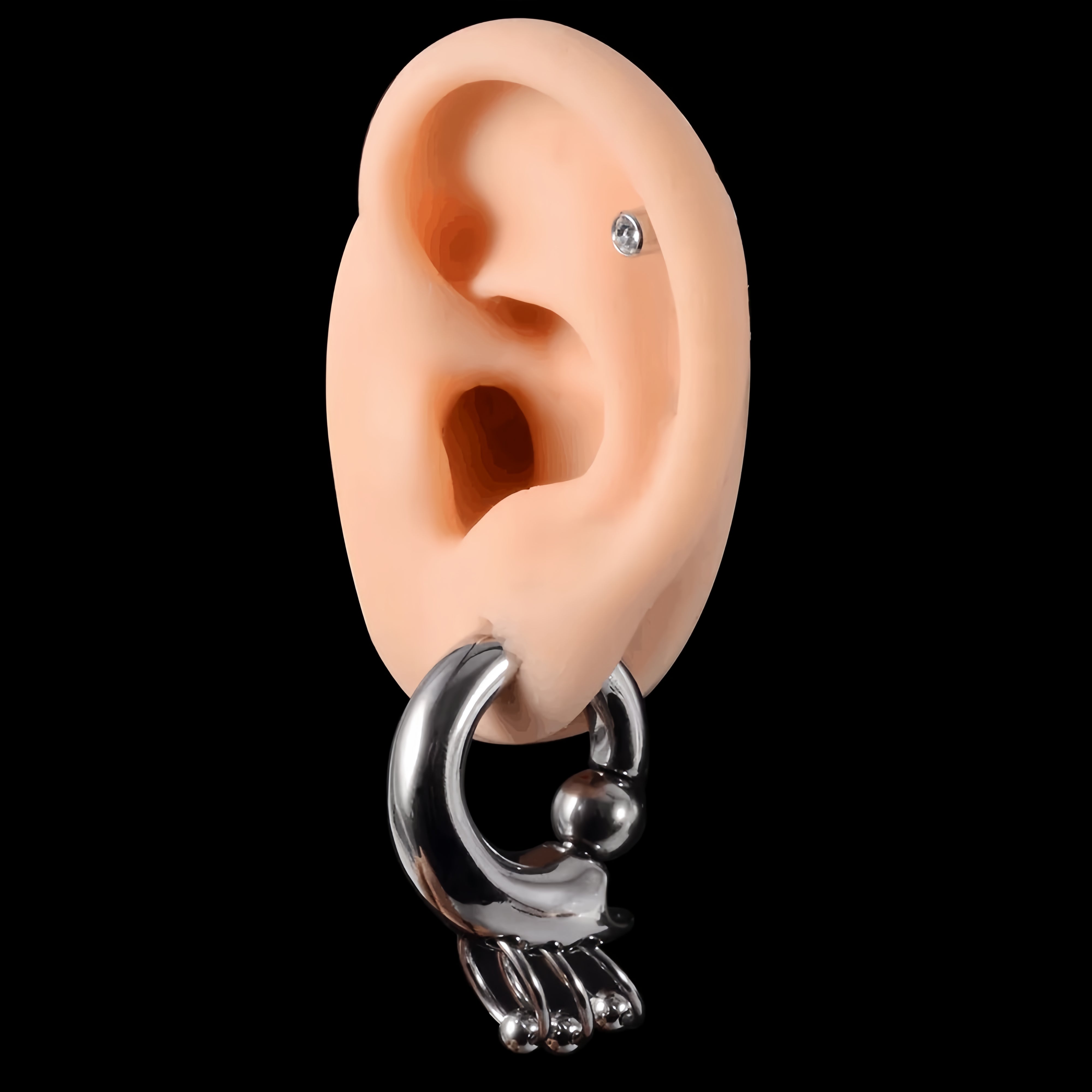 1 Pc 3-6mm Ear Plug Spring Clip Ball Bead Earring Ear Gauge Expanders