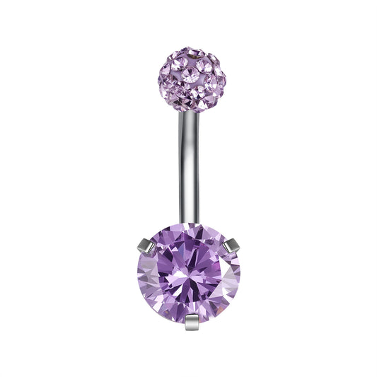 14G Stainless Steel Belly Navel Rings Purple Zircon Belly Button Rings