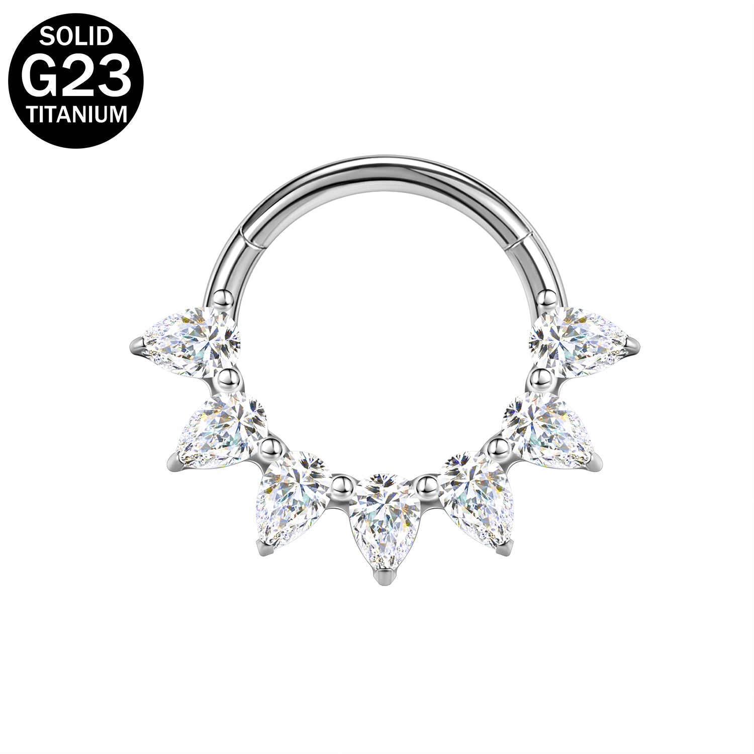 16g G23 TItanium Nose Ring Bling Zircon Septum Ring Piercing Jewelry