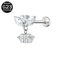 16g G23 Titanium Labret Ring Zircon Dangle Stud Earring Threaded Conch Helix Lip Piercing