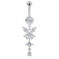 14G Butterfly Zirconia Belly Navel Rings Dangle Belly Button Rings