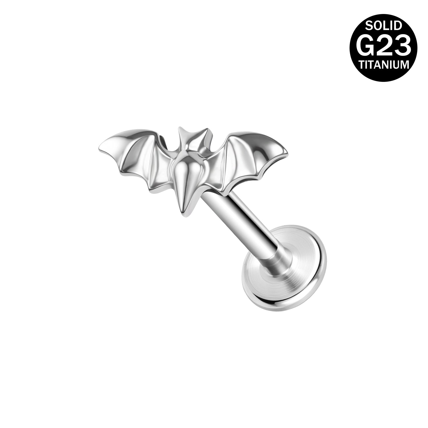 16g G23 Titanium Labret Ring Bat Stud Earring Threaded Conch Helix Lip Piercing