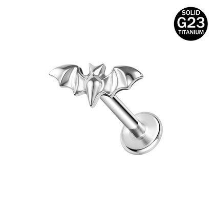 16g G23 Titanium Labret Ring Bat Stud Earring Threaded Conch Helix Lip Piercing