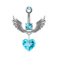 14G Heart Dangle Belly Navel Rings Blue Zirconia Belly Button Rings