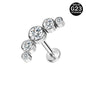 16g G23 Titanium Labret Ring Clear Zircon Stud Earring Threaded Conch Helix Lip Piercing