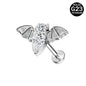 16g G23 Titanium Labret Ring Bat Stud Earring Threaded Conch Helix Lip Piercing