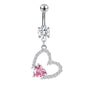 14G Heart Dangle Belly Navel Rings Bling Zircon Belly Button Rings