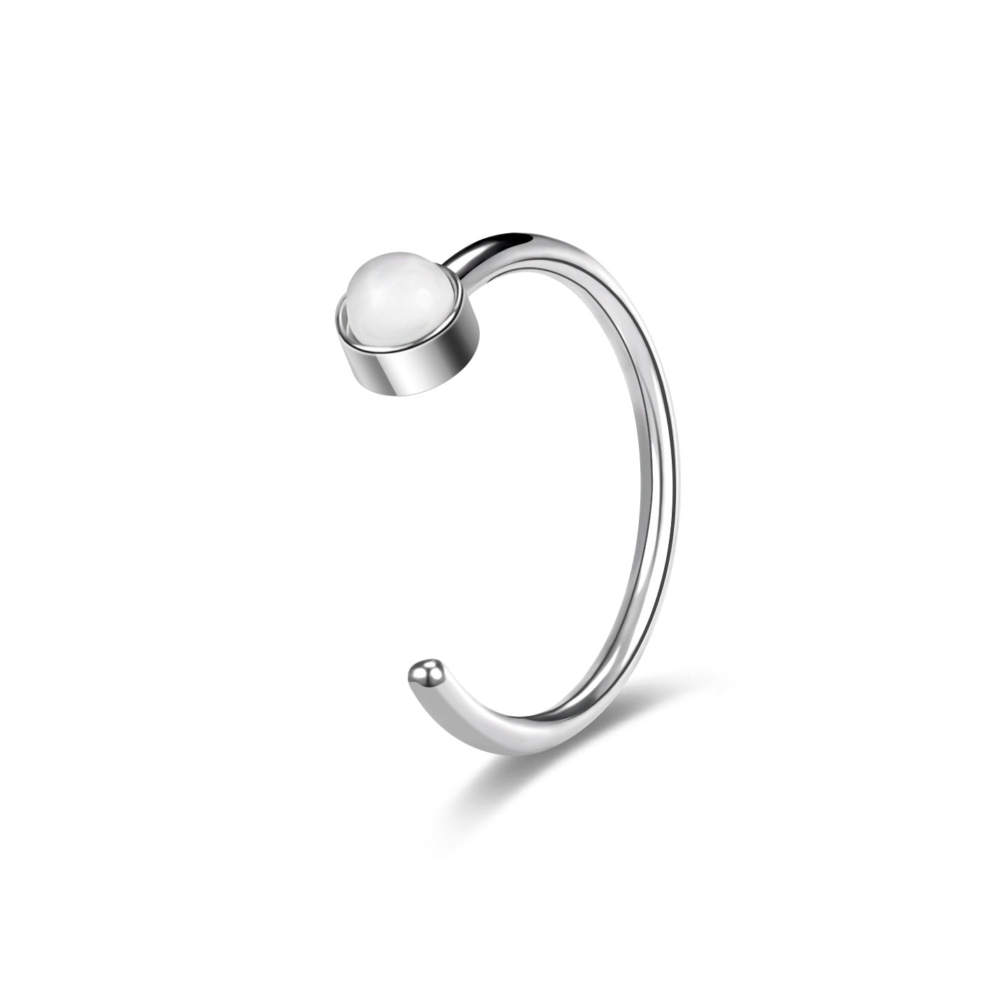 20G PVD Surgical Steel Bazel Set Opal Bendable Nose Ring Open Hoop 5/16