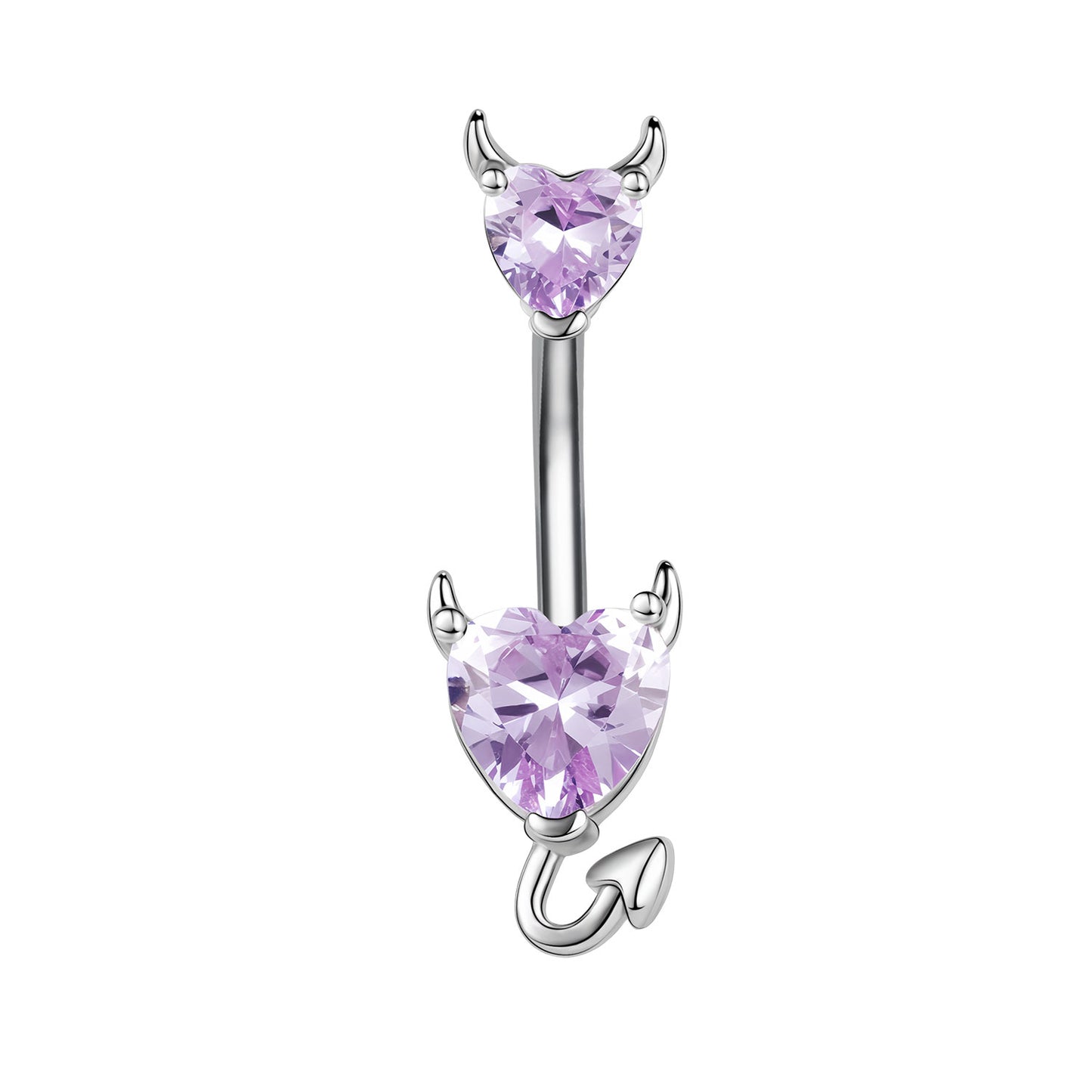 14G Devil Heart Belly Navel Rings Purple Zircon Belly Button Rings