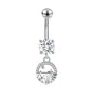 14G Moon Star Dangle Belly Navel Rings Clear Zircon Belly Button Rings