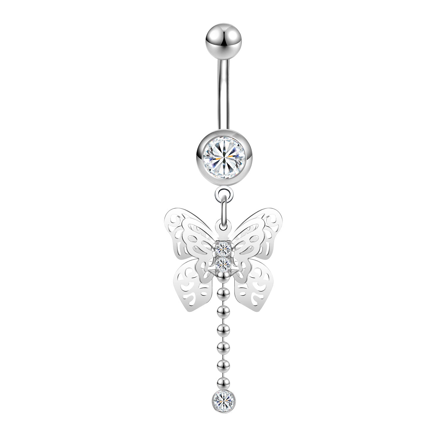 14G Butterfly Belly Navel Rings Bling Zirconia Belly Button Rings
