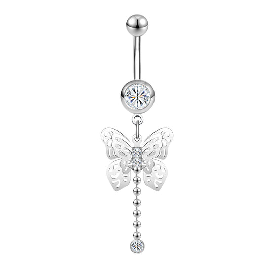 14G Butterfly Belly Navel Rings Bling Zirconia Belly Button Rings