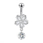 14G Flower Belly Navel Rings Zirconia Dangle Belly Button Rings