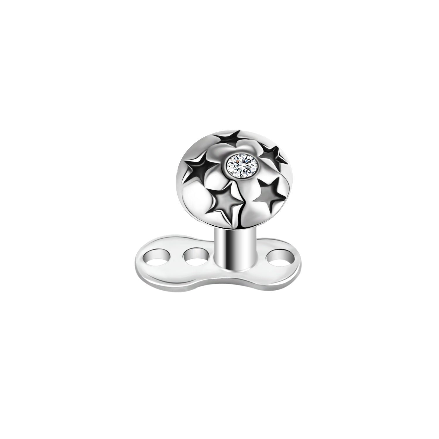 16G Zircon Dermal Anchor Tops and Base Surgical Steel Internally Threaded Skin Diver Piercings