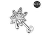 16g G23 Titanium Labret Ring Maple Leaves Stud Earring Threaded Conch Helix Lip Piercing