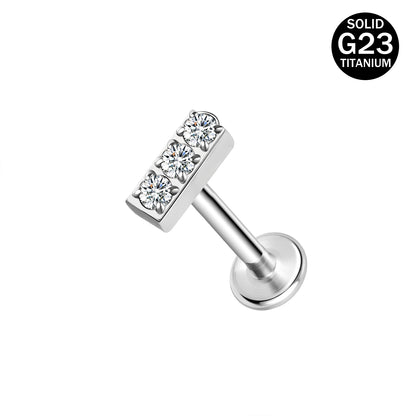 16g G23 Titanium Labret Ring Square Stud Earring Threaded Conch Helix Lip Piercing