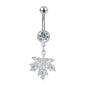 14G Maple Leaves Belly Navel Rings Clear Zircon Belly Button Rings