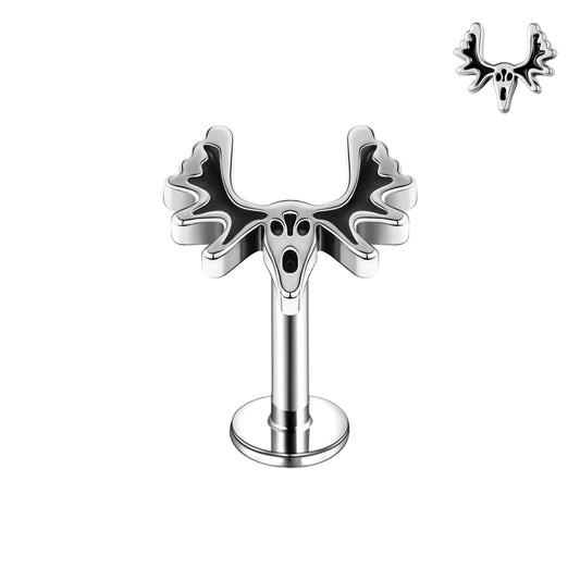 16g Double Wing Labret Ring Flat Back Stud Earring Conch Helix Lip Piercing