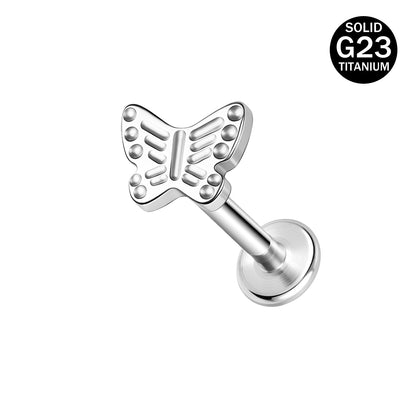 16g G23 Titanium Labret Ring Butterfly Stud Earring Threaded Conch Helix Lip Piercing