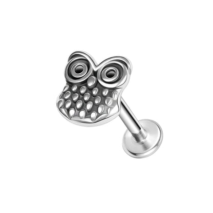 16g Owl Labret Ring Flat Back Stud Earring Conch Helix Lip Piercing